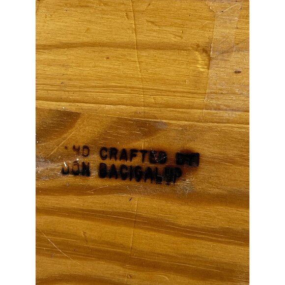 Don Bacigalup Handcrafted Wooden Lidded Bowl Felt Lining & Leaf Design Marked - Picture 4 of 11